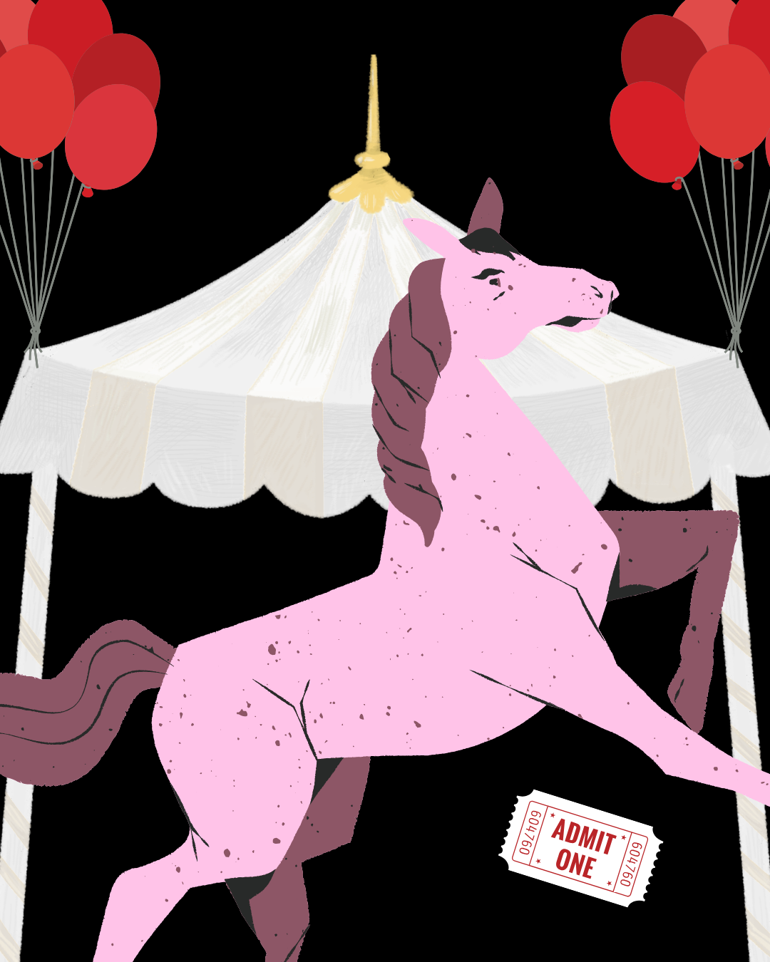 The Angry Pink Horse on the Carousel